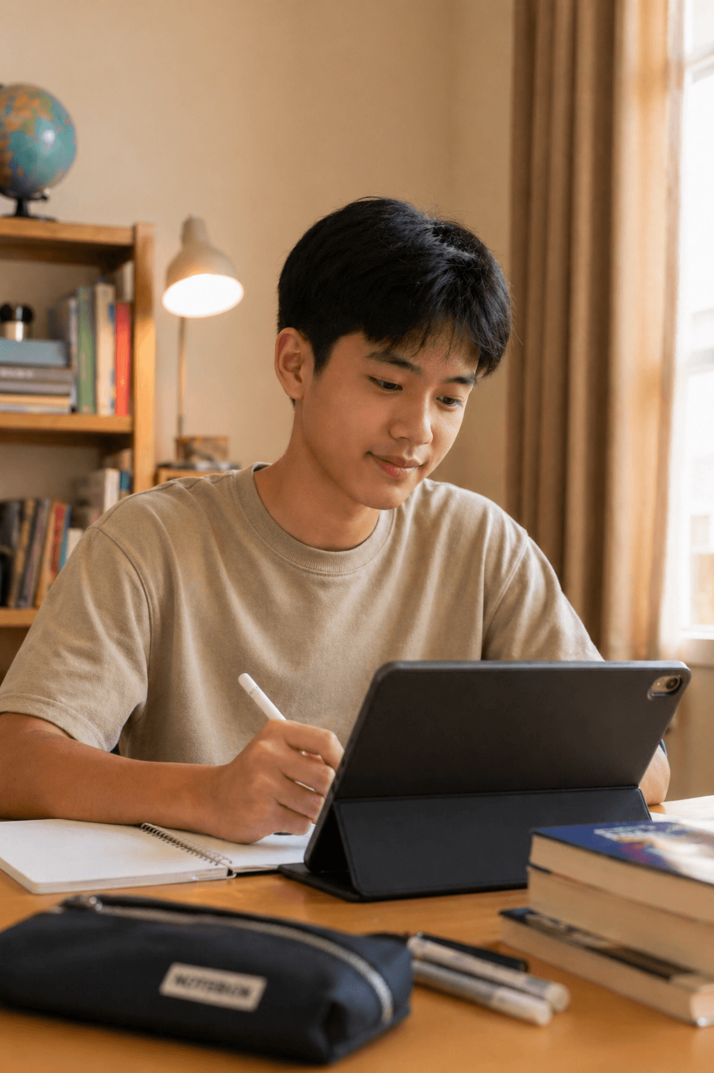Thai student reading during English immersion tutoring